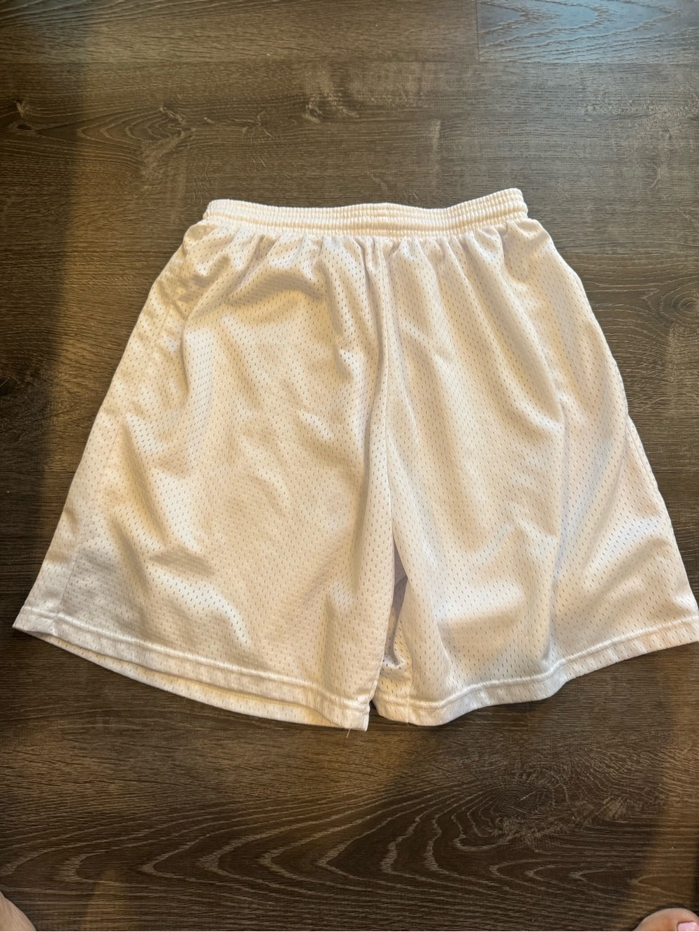 Men's White Athletic Mesh Shorts with Elastic Waistband